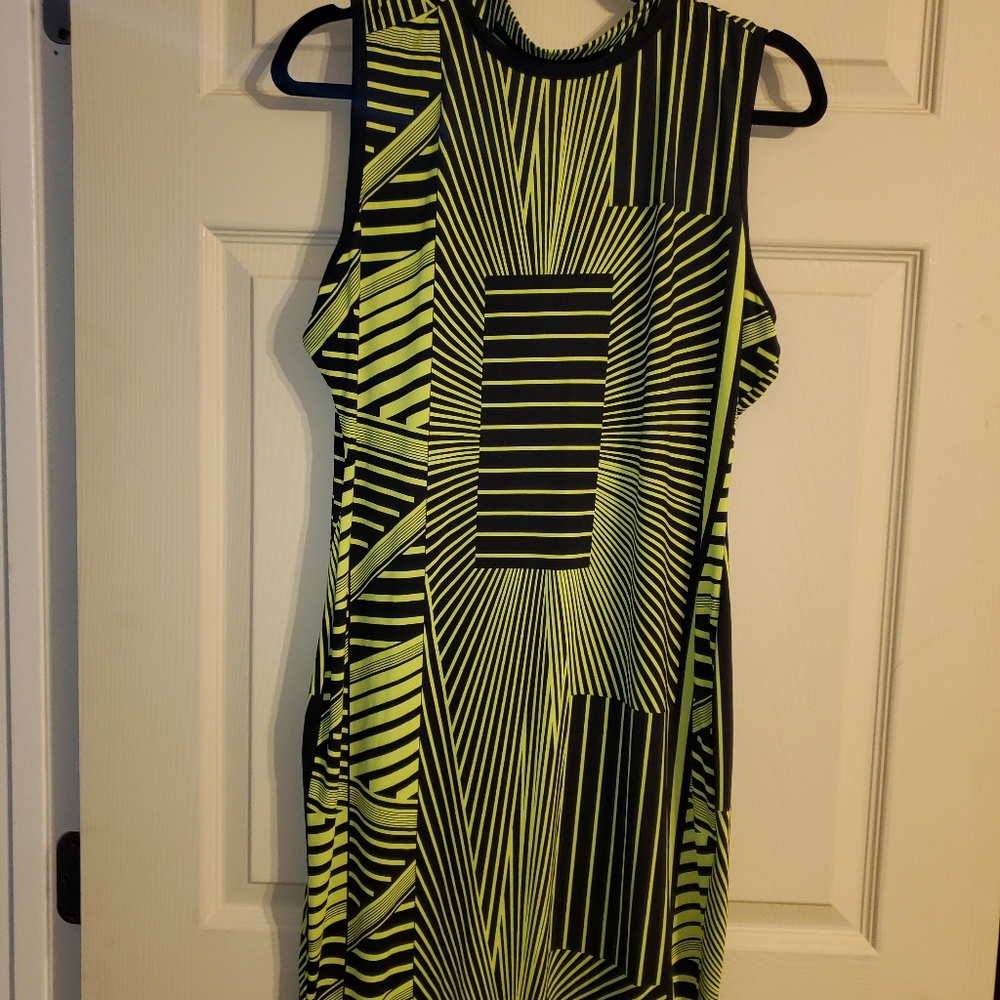 Lime green & black graphic dress